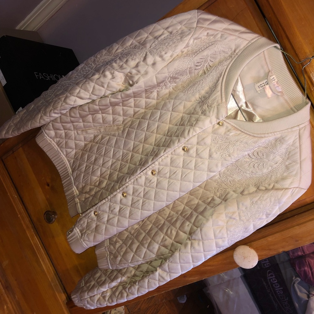 Beige varsity jacket h&m